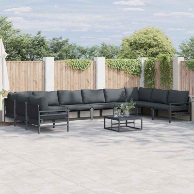 Conjunto de sofá de jardín 11 pcs Antracita Acero