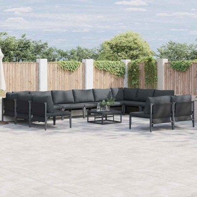 Conjunto de sofá de jardín 13 pcs Antracita Acero