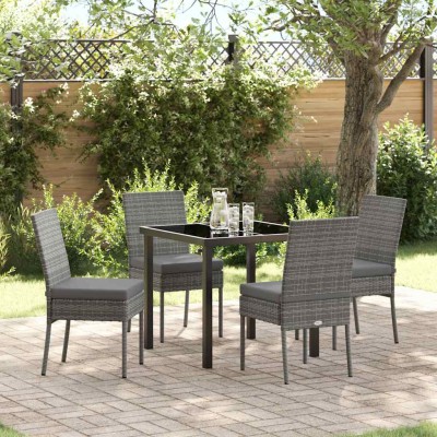 Conjunto de Comedor de Jardín 5 pcs Gris Poliratán