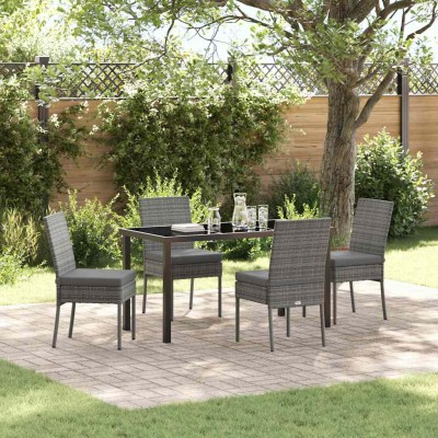 Conjunto de Comedor de Jardín 5 pcs Gris Poliratán