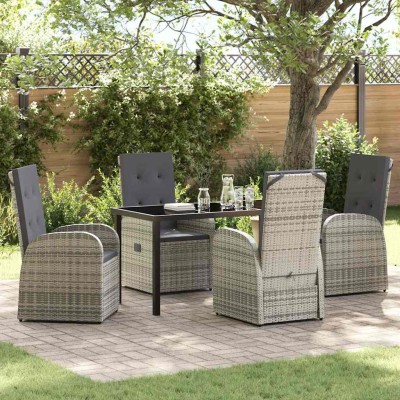 Conjunto de Comedor de Jardín 5 pcs Gris ratán sintético
