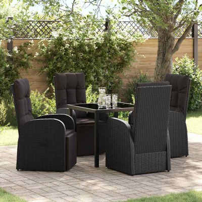 Conjunto de Comedor de Jardín 5 pcs Negro ratán sintético