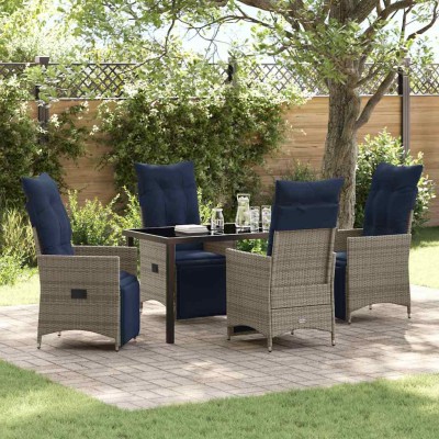 Conjunto de Comedor de Jardín 5 pcs Gris ratán sintético