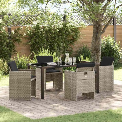Conjunto de Comedor de Jardín 5 pcs Gris claro Poliratán