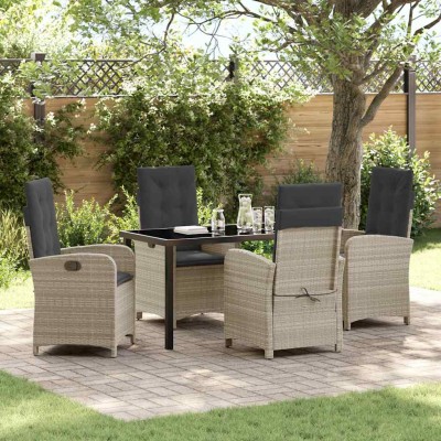 Conjunto de Comedor de Jardín 5 pcs Gris Claro ratán sintético
