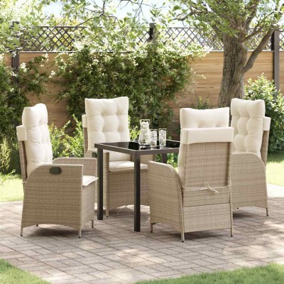 Conjunto de Comedor de Jardín 5 pcs Beige ratán sintético