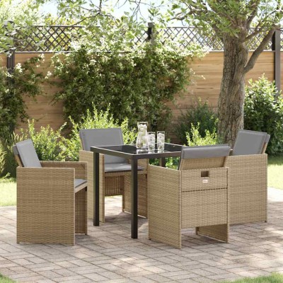 Conjunto de Comedor de Jardín 5 pcs Beige ratán sintético