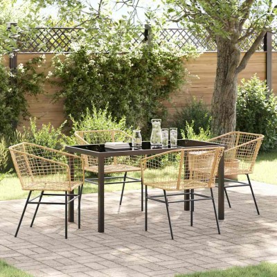 Conjunto de Comedor de Jardín 5 pcs Marrón ratán sintético