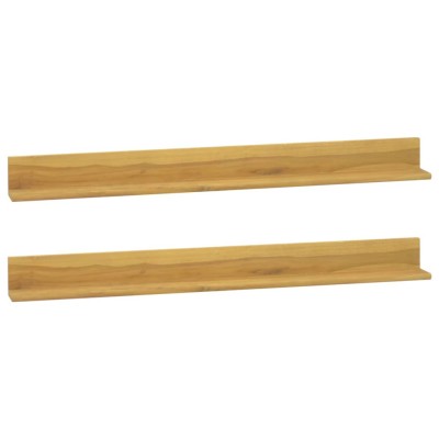 Estantes de pared 2 unidades madera maciza de teca 110x10x10 cm