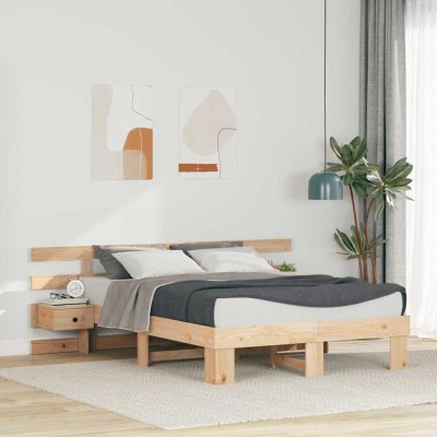 Estructura de cama con cajón Marrón Madera maciza de pino