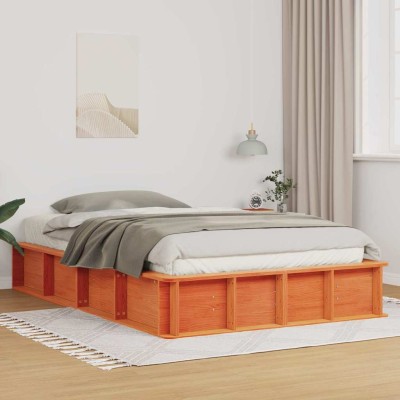 Estructura de cama Marrón cera 120 x 190 cm Madera