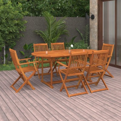 Juego comedor de jardín 7 pzas madera maciza acacia 180x90x75cm