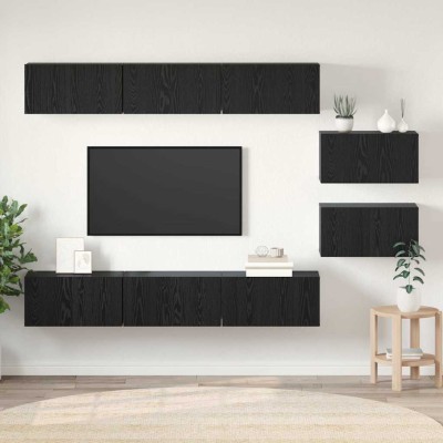 Conjunto de mueble de TV 8 pcs Roble negro 60 x 30 x 30 cm