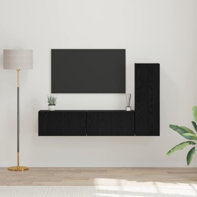 Conjunto de mueble de TV 3 pcs Roble negro 160 x 30 x 30 cm