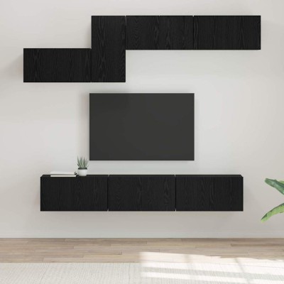 Conjunto de mueble de TV 7 pcs Roble negro 60 x 30 x 30 cm