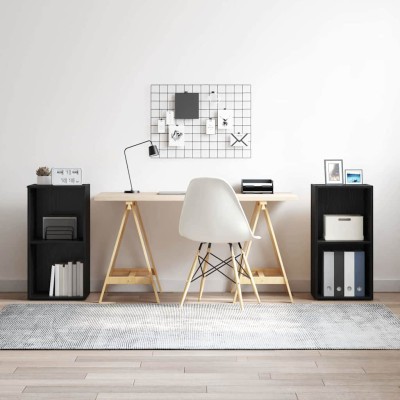 Conjunto de mueble de TV 2 pcs Roble Negro Madera contrachapada