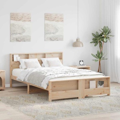 Estructura de cama Marrón 150 x 200 cm Madera maciza de pino