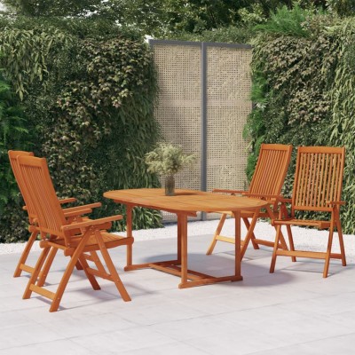 Juego de comedor para jardín 5 pzas madera maciza de eucalipto