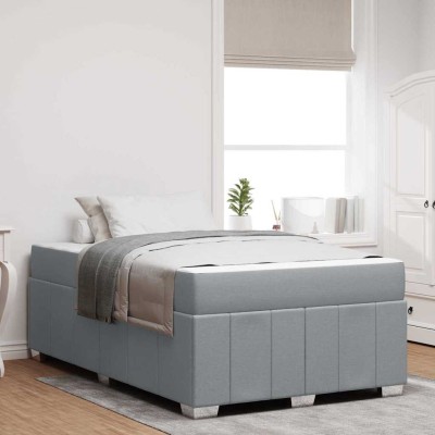 Estructura de cama con colchón Gris claro 120 x 200 cm tela