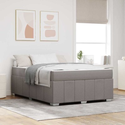 Estructura de cama con colchón Taupé 160 x 200 cm tela