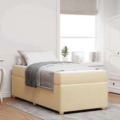 Estructura de cama con colchón Crema 80 x 200 cm tela