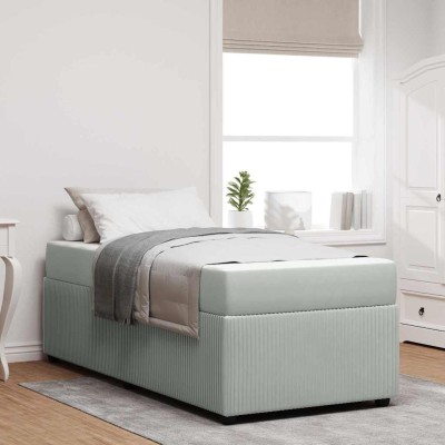 Estructura de cama con colchón Gris claro 80 x 200 cm