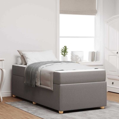 Estructura de cama con colchón Taupé 90 x 200 cm tela