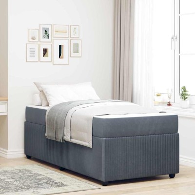 Estructura de cama con colchón Gris oscuro 100 x 200 cm