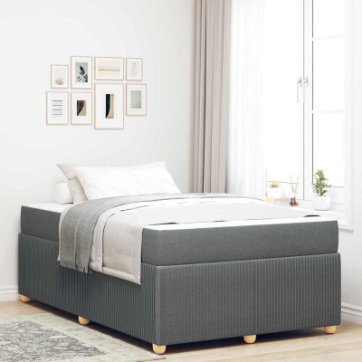 Estructura de cama con colchón Gris oscuro 120 x 190 cm tela