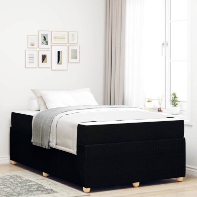 Estructura de cama con colchón Negro 120 x 190 cm tela