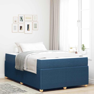 Estructura de cama con colchón Azul 120 x 190 cm tela