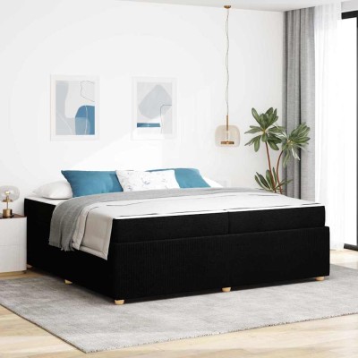 Estructura de cama con colchón Negro 200 x 200 cm tela