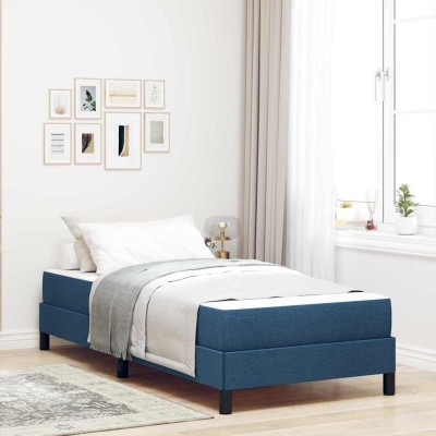 Cama tipo Box Spring con colchón Azul 90 x 190 cm tela