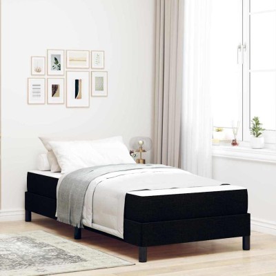 Cama tipo Box Spring con colchón Negro 100 x 200 cm tela