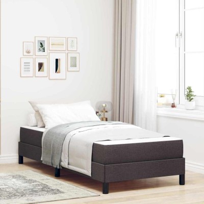 Cama tipo Box Spring Marrón oscuro 100 x 200 cm tela