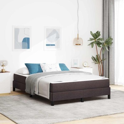 Cama tipo Box Spring Marrón oscuro 140 x 190 cm tela