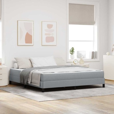 Cama tipo Box Spring con colchón Gris claro 180 x 200 cm tela
