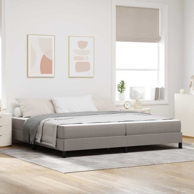 Cama tipo Box Spring con colchón Taupé 200 x 200 cm tela