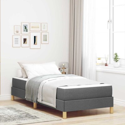 Cama tipo Box Spring Gris oscuro y Marrón 90 x 200 cm