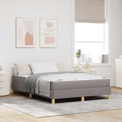 Cama tipo Box Spring Taupe y Marrón 140 x 190 cm