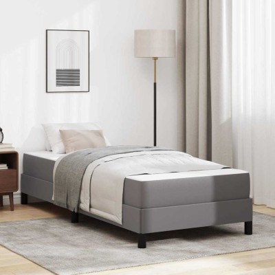 Cama con colchón Gris 90 x 190 cm Cuero sintético