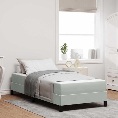 Cama box spring con colchón Gris Claro 90 x 190 cm Terciopelo