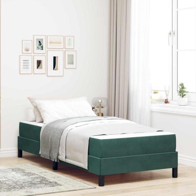 Cama box spring con colchón Verde oscuro 100 x 200 cm