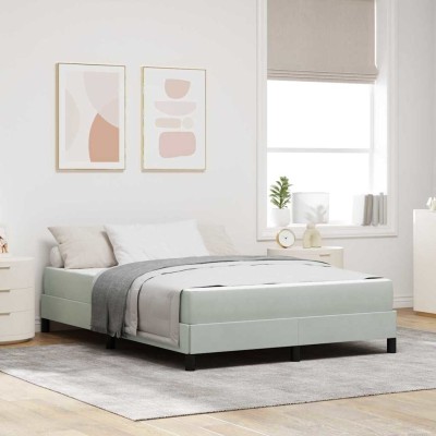 Cama box spring con colchón Gris Claro 160 x 200 cm Terciopelo