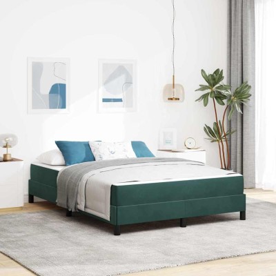 Cama box spring con colchón Verde oscuro 160 x 200 cm