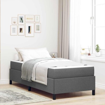 Cama tipo Box Spring Gris oscuro y Negro 80 x 200 cm
