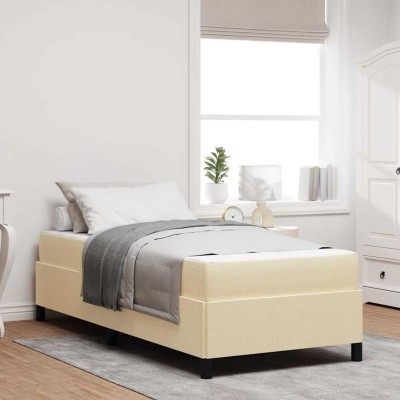 Cama tipo Box Spring Crema y Negro 90 x 200 cm