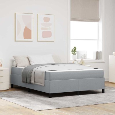 Cama tipo Box Spring Gris Claro y Negro 140 x 190 cm