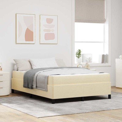 Cama tipo Box Spring Crema y Negro 160 x 200 cm