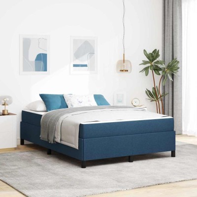 Cama tipo Box Spring Azul y Negro 160 x 200 cm